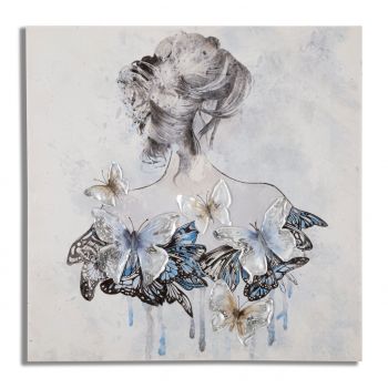 Tablou, Mauro Ferretti, Woman - A, 80 x 2.8 x 80 cm, lemn de pin/panza, multicolor ieftin