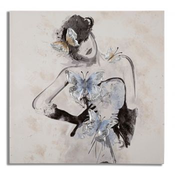 Tablou, Mauro Ferretti, Woman - B, 80 x 2.8 x 80 cm, lemn de pin/panza, multicolor ieftin