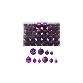 Set globuri de Craciun, 100 piese, violet