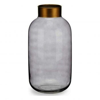 Vaza Smooth, Gift Decor, Ø14.5 x 29.5 cm, sticla, gri/auriu