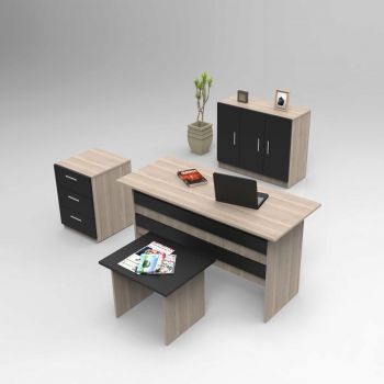 Set mobilier de birou, Locelso, VO12, Stejar / Negru ieftin