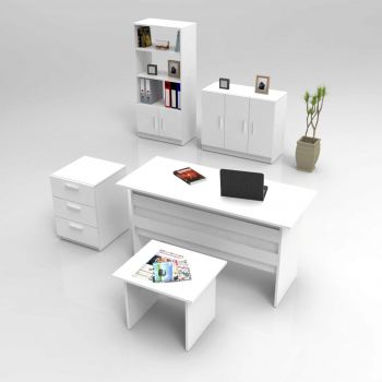 Set mobilier de birou, Locelso, VO14, Alb ieftin