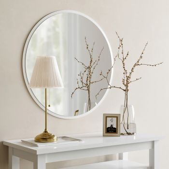 Oglinda decorativa, Neostill, Dekoratif Yuvarlak Ayna Beyaz A706, 60x60x2.2 cm, Alb ieftina