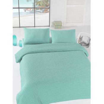Cuvertură de pat o persoana, Verde, Bumbac, 160 x 240 cm