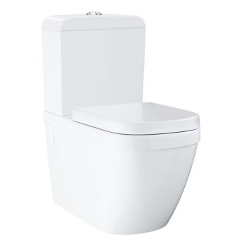 Set vas WC Euro Ceramic 3946200H, montare pe podea, rimless, dubla spalare, alb- 3946200H la reducere