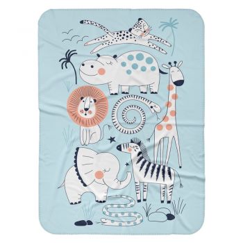Set pătură și față de pernă pentru copii albastră 85x125 cm – OYO kids