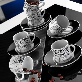 Set cești de cafea, Alb, 28x7x18 cm ieftin
