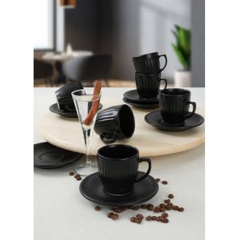 Set cești de cafea, Negru mat, 40x18x21 cm