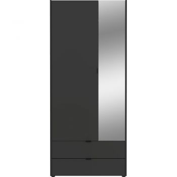 Șifonier gri antracit cu oglindă 84x196 cm Tuscon – Germania ieftin
