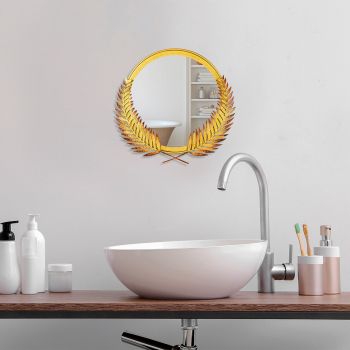Oglinda decorativa, Palm Mirror M, Metal, Dimensiune: 48 x 45 cm, Auriu ieftina