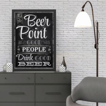 Tablou decorativ, Beer Point (40 x 55), MDF , Polistiren, Alb/Negru
