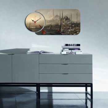 Set ceas si tablou decorativ, YMS-02, MDF , Dimensiune: 68 x 32 cm, Multicolor ieftin