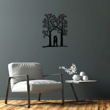 Decoratiune de perete, Love Garden, Metal, Dimensiune: 46 x 63 cm, Negru
