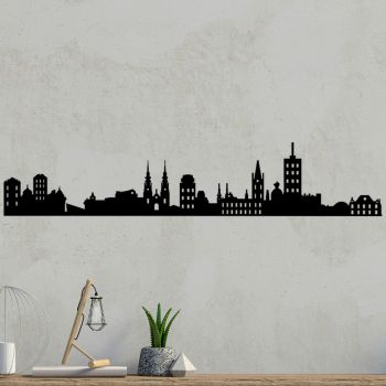 Decoratiune de perete, Ottowa Skyline, Metal, Dimensiune: 118 x 23 cm, Negru