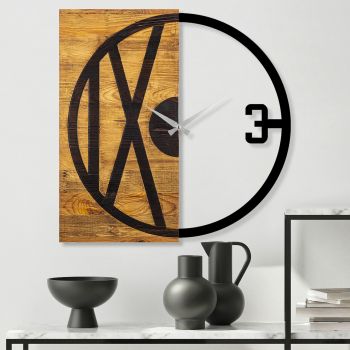 Ceas de perete, Wooden Clock 24, Lemn/metal, Dimensiune: 58 x 3 x 58 cm, Nuc / Negru ieftin