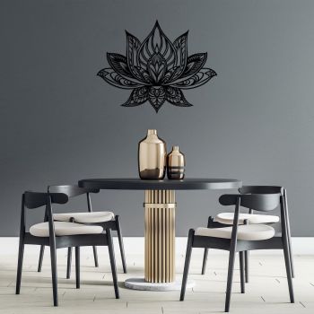 Decoratiune de perete, Lotus Flower, Metal, Dimensiune: 70 x 44 cm, Negru