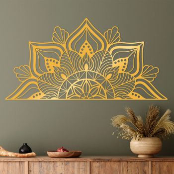 Decoratiune de perete, Mandala-S-1-Gold, Metal, Dimensiune: 118 x 1,5 x 59 cm, Auriu