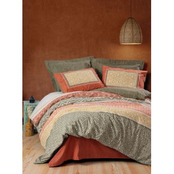 Lenjerie de pat pentru o persoana (DE), Tuwa - Tile Red, Cotton Box, Bumbac Ranforce