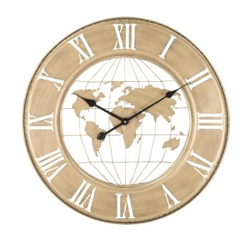 Ceas de perete World, Mauro Ferretti, Ø63 cm, fier, auriu ieftin