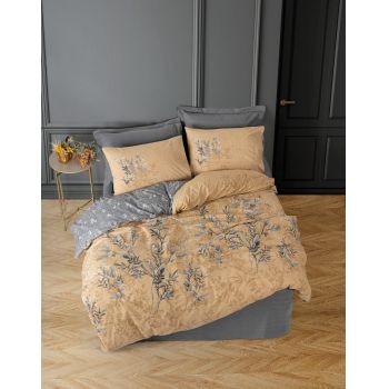 Lenjerie de pat pentru o persoana (FR), Vera - Grey, Cotton Box, Bumbac Ranforce