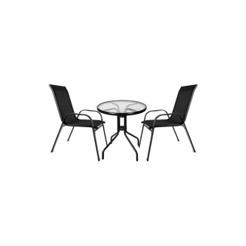 Set mobilier gradina/terasa/balcon, Gardlov, negru, 1 masa, 2 scaune