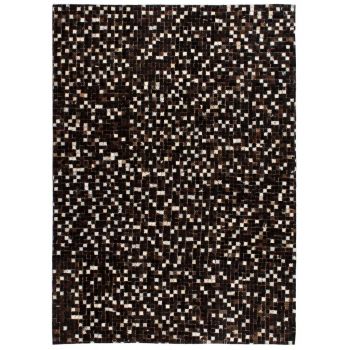 Covor piele naturală mozaic 80x150 cm pătrate negru/alb