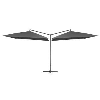 Umbrelă de soare cu stâlp din oțel antracit 250x250 cm