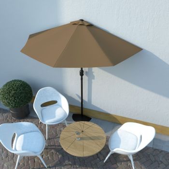 Umbrelă de soare de balcon tijă aluminiu gri taupe 270x135 cm