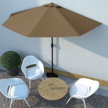 Umbrelă de soare de balcon tijă aluminiu gri taupe 300x150 cm