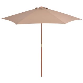 Umbrelă de soare de exterior cu stâlp din lemn taupe 270 cm