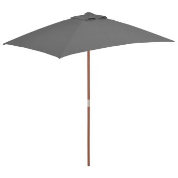 Umbrelă de soare exterior stâlp lemn 150x200 cm antracit