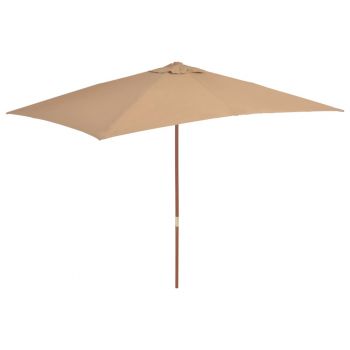 Umbrelă de soare exterior stâlp lemn 200x300 cm gri taupe
