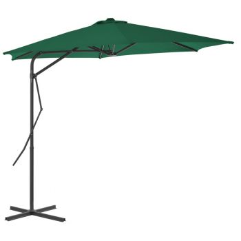 Umbrelă soare de exterior cu stâlp din oțel verde 300 cm