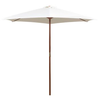 Umbrelă de soare cu stâlp de lemn 270 x 270 cm alb crem