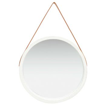 Oglindă de perete cu o curea 60 cm alb ieftina