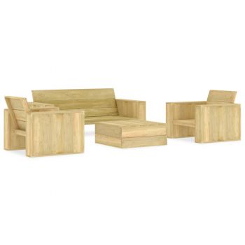 Set mobilier de grădină 4 piese lemn de pin tratat