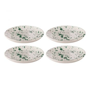 Farfurii pentru desert din gresie alb-verde 4 buc. ø 18 cm Carnival – Ladelle ieftina