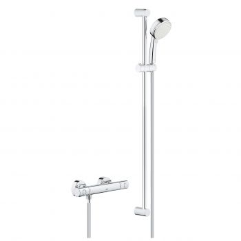 Baterie dus termostatata Grohe Grohtherm 800 Cosmopolitan cu set de dus Tempesta Cosmopolitan 100 cu bara 90cm crom ieftina