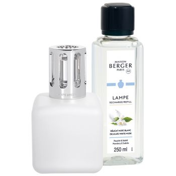 Set lampa catalitica cu parfum Maison Berger Glacon Blanc cu parfum Delicate White Musc 250ml