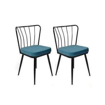 Set scaune (2 bucăți) Yıldız 944 Chair Set (2 Pieces), Albastru inchis, 43 x 82 x 42 cm