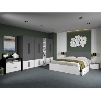 Set dormitor complet Gri/Alb Shape C15 ieftin