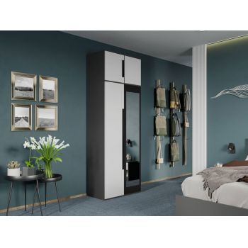 Dulap dormitor Gri/Alb+Oglinda Oasis C06 ieftin
