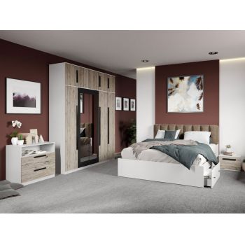 Set dormitor complet Alb/Lemn Riveri C13 ieftin