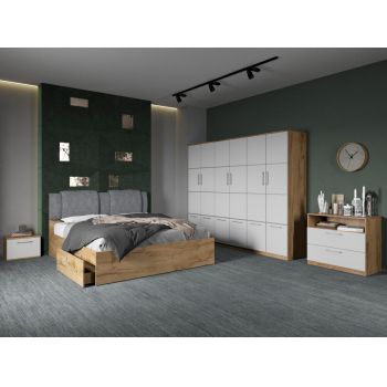 Set dormitor complet Alb/Stejar Adapto C13 ieftin
