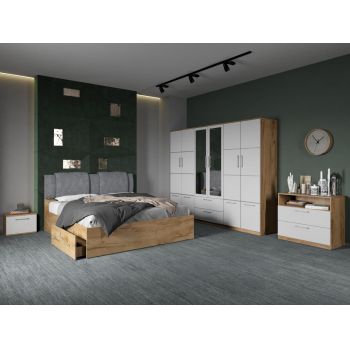 Set dormitor complet Alb/Stejar Adapto C15 ieftin