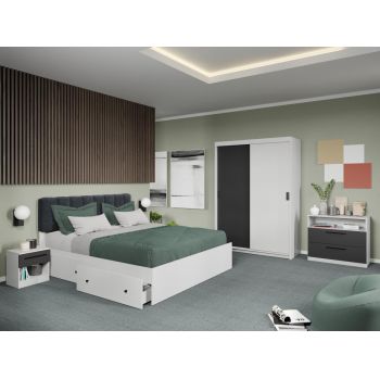 Set dormitor Odin Alb/Antracit C09 ieftin