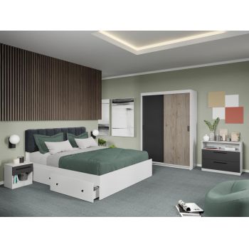 Set dormitor Odin Alb/Antracit/San Remo C10 ieftin