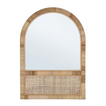 Oglinda decorativa Hajar Arch, Bizzotto, 50 x 70 cm, ratan/MDF, natural
