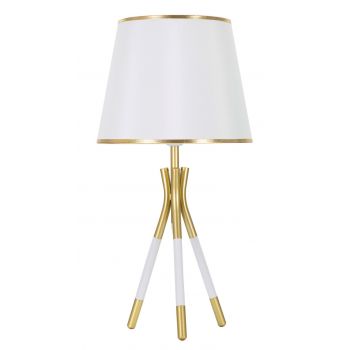 Lampa de masa Triply, Mauro Ferretti, Ø28 x 57 cm, 1 x E27, 40W, fier/textil, auriu/alb