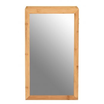 Dulapior cu oglinda pentru baie, Wenko, Bambusa, 35 x 60 x 14 cm, bambus/sticla, natur ieftin